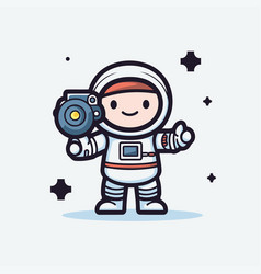 Cartoon Astronaut With Camera Cute And Funny