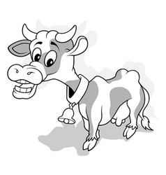 Drawing Of A Funny Cow With Bell On Its Neck