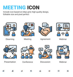 Outline Icons About Meeting With Color