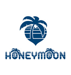 Honeymoon Beach Lettering With Palm Tree