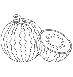 Watermelon Isolated Coloring Page Hand Drawn