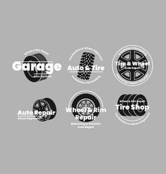 Wheel Rim Repair Automobile Garage Promo Badge Set