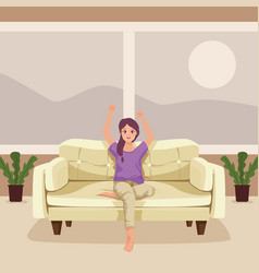 Woman Relax In Livingroom