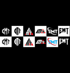 Emt Letter Logo Design In Six Style Polygon