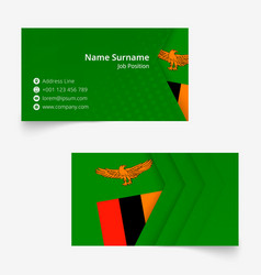 Zambia Flag Business Card Standard Size 90x50 Mm