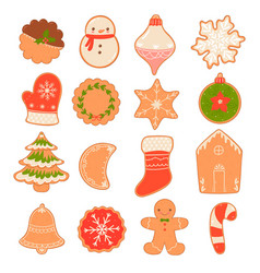 Set Of Top View Christmas Cookies Isolate On White