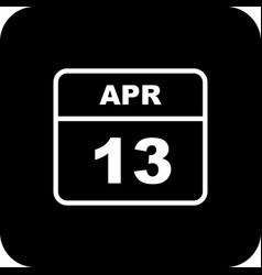 April 13th Date On A Single Day Calendar