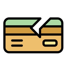 Broken Credit Card Icon Color Outline