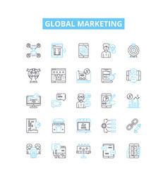 Global Marketing Line Icons Set