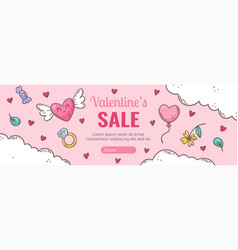 Happy Valentine Day Banner Template Flat Design