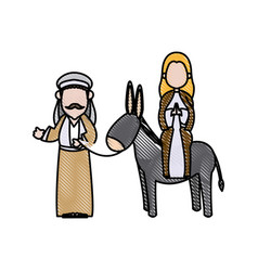 Mary And Joseph Travelling By Donkey To Bethlehem