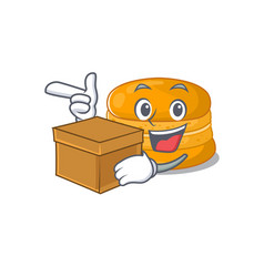 Orange Macaron Cartoon Design Style Having A Box