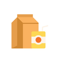 Paper Lunch Bag Icon Flat Dinner Food