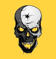 Black And White Skull On Yellow Background