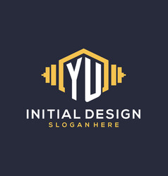 Initial Yu Logo Design For Fitness Center