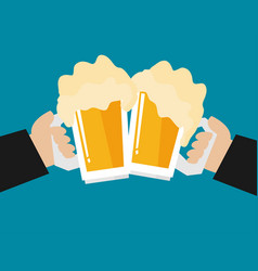 Two Men Toasting Glasses Beer Flat