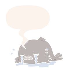 Cartoon Crying Fish And Speech Bubble In Retro