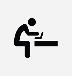 Man Using Laptop Icon Sign Symbol Work Study Sit