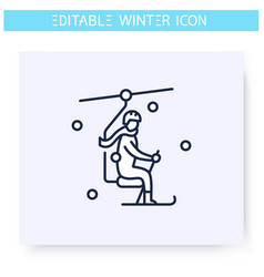 Ski Elevator Line Icon Editable