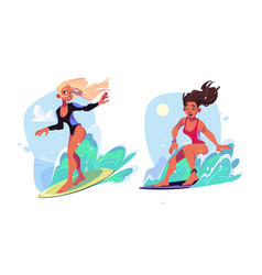 Young Women Surfing On Beach