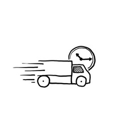 Hand Drawn Fast Delivery Truck Icon Express