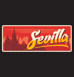 Spain Sevilla Spanish City Retro Travel Plate