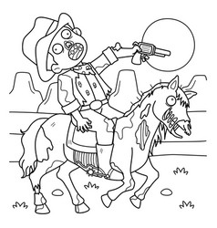 Zombie Cowboy Coloring Page For Kids