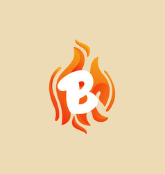 B Letter Fire Logo Burn Red Orange