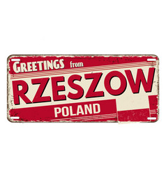 Greetings From Rzeszow Vintage Rusty Metal Plate