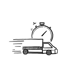 Hand Drawn Fast Delivery Truck Icon Express