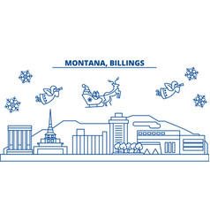 Usa Montana Billings Winter City Skyline Merry