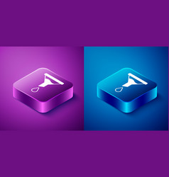 Isometric Funnel Or Filter Icon Isolated On Blue