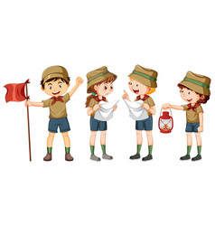 Scout Kids Hiking Cartoon Characters