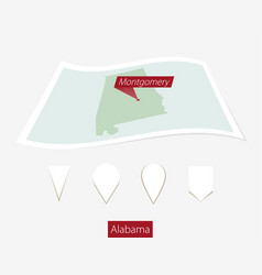 Curved Paper Map Alabama State With Capital