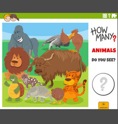 How Many Cartoon Wild Animals Educational Game