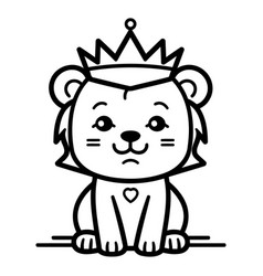 Cute Lion King With Crown Kawaii Character Design