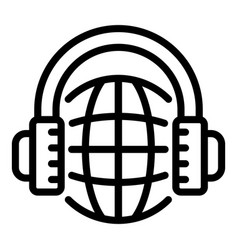 Headphones Global Language Icon Outline Style