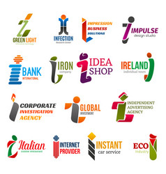 Letter I Corporate Identity Business Icons