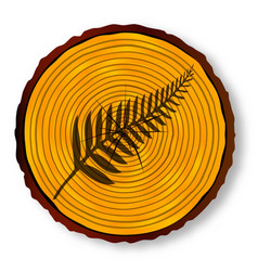 New Zealand Silver Fern On Timber Section