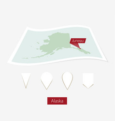 Curved Paper Map Alaska State With Capital