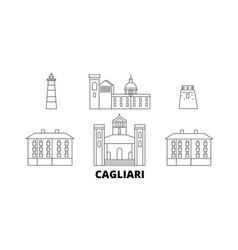 Italy Cagliari Line Travel Skyline Set