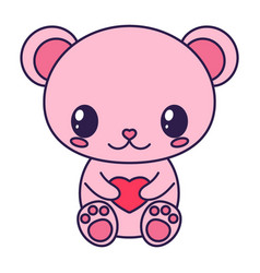 Kawaii Valentine Day Icon Bear Love Symbol