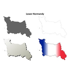 Lower Normandy Blank Outline Map Set