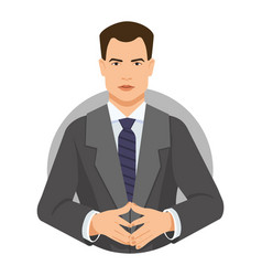 Serious Businessman Linking Fingers Icon