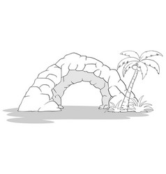 A Stone Arch And Palm Tree