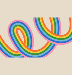 Groovy Abstract Rainbow Stripes On Beige