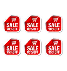 Red Sale Stickers Set Sale 70 80 90 75 85 95