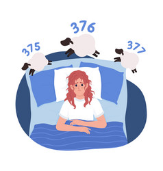 Woman With Insomnia In Bed 2d Isolated