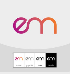 E And M Letter Logo Purple Gradient