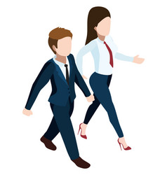 Isometric Office People Walking Man And Woman